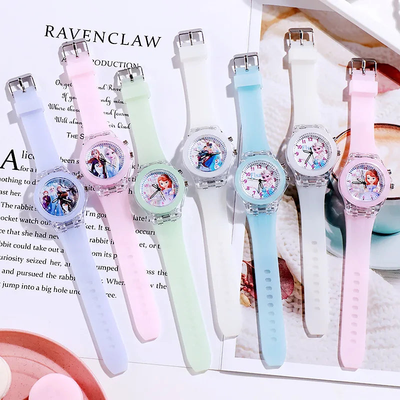 Cartoon Frozen Elsa Princess Fashion Children's Watch Boys and Girls Student Watch with Light Can Be Illuminated at Any Time Fas