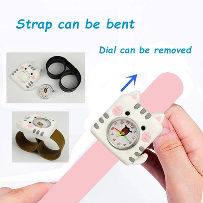 Boys Girls Watches Baby Kindergarten Party Gift Children Study Time Toy Wristwatches Slap Bracelet Clock Cartoon Kids Watches 22