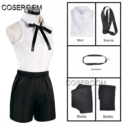 Chainsaw Reze Cosplay Costume Outfits Shirt Tie Short Wig Neck Ring Women Anime Uniform Halloween