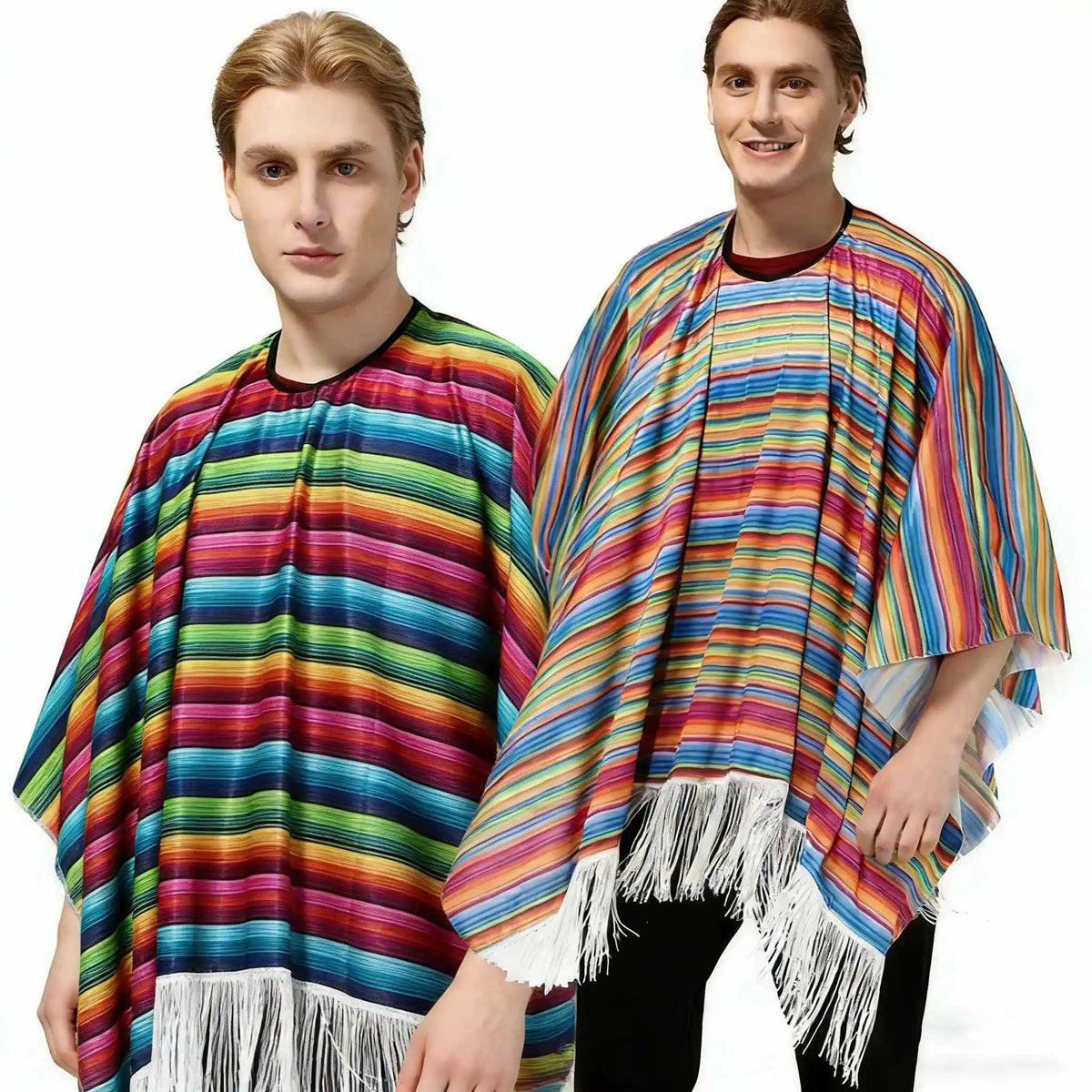 Ethnic Cloak Mexican Poncho Men Women Costume Cosplay Festival Party Adult Mexican Colorful Striped Folk Cape Christmas GiftEthn