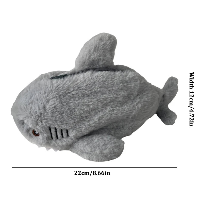1PC Large Capacity Pen Pouch Stationery Storage Box Cute Plush Ocean Shark Pencil Case Portable Cosmetic Bag School Office Supplies