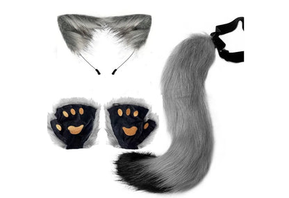 Halloween Party Fox Tail Fox Ears Set Plus Cute Paw Gloves Cosplay Animation Exhibition Character Handmade Plush Props