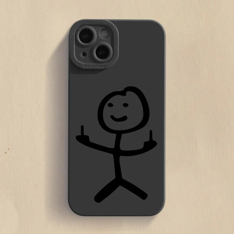 Cute Cartoon Matchman Matte Silicone Phone Case For iPhone 18 16 11 12 13 14 15 17 Pro Max XR XS X 7 8 Plus 16E Soft Back Cover