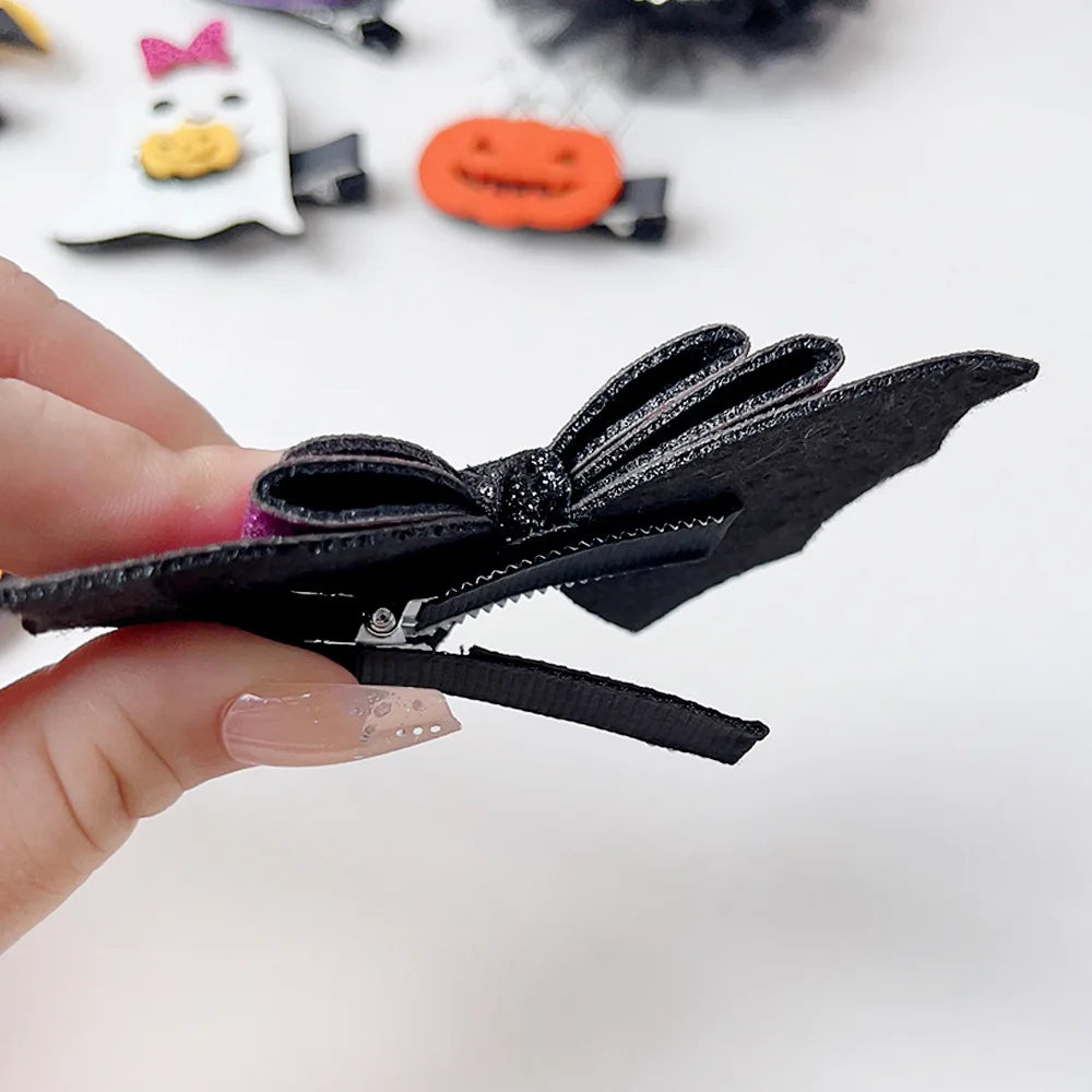European Style Halloween Hair Clips Creative Pumpkin Ghost Bat Barrettes Themed Party Accessories Unisex