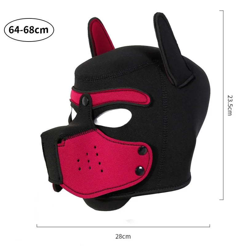 Fashion Unisex Sexy Costumes Latex Open Mouth Dog Headgear Halloween Pupply Play Party Couples Games Full Face Fetish Masks Hood