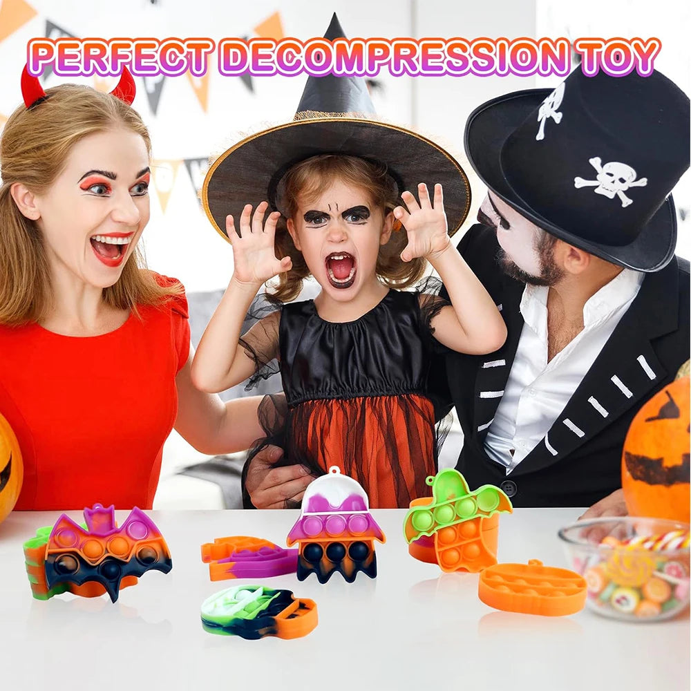 6-piece Halloween mini decompression sensory popular keychain suitable for children's Halloween party gifts