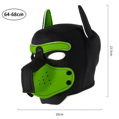 Fashion Unisex Sexy Costumes Latex Open Mouth Dog Headgear Halloween Pupply Play Party Couples Games Full Face Fetish Masks Hood
