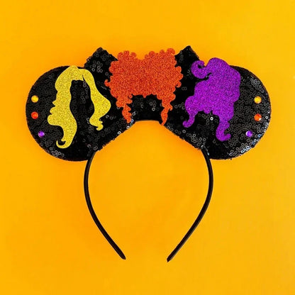 Disney Halloween Ear Headbands For Adults Kids Cosplay Bat Skeleton Maleficent Hairband Girls Ghost Women Party Hair Accessories