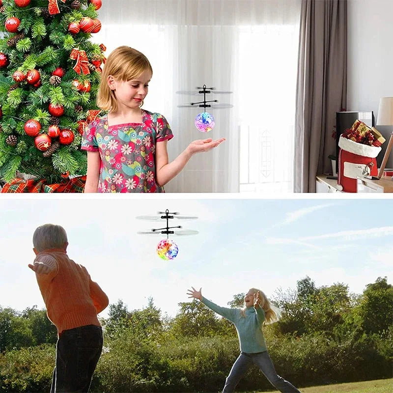 Led Light Suspension Crystal Ball Infrared Induction RC Gesture Control Colorful Glowing Toys Flying Unique Gift for Kids