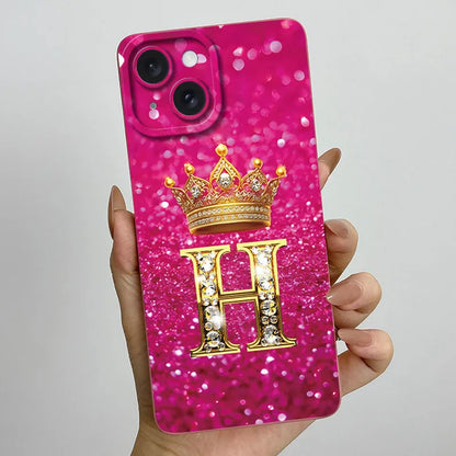 For Apple iPhone 15 Plus Case iPhone15 Pro Crown Letter Cover Soft Liquid Phone Case For iPhone 15 Pro Max iPhone15 Fundas Coque
