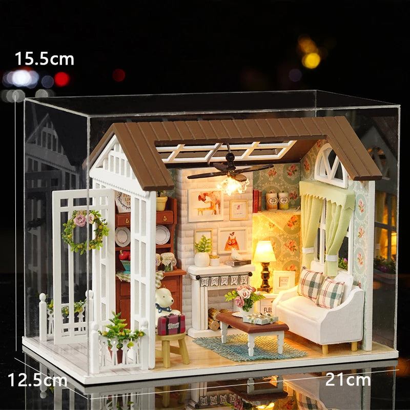 DIY Miniature Dollhouse Kit Assemble Puzzle 3D Wooden House Room Craft With Furniture LED Lights For Friends Birthday Gift Toys