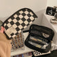 Simple Black and White Plaid Canvas Pencil Case School pencil case Kawaii Stationery Storage Bag aesthetic stationery