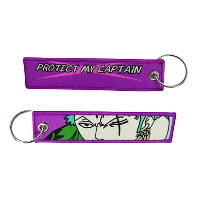One Piece Anime Key Chains with Cute Jet Manga Embroidery Fashion Key Tag for Jewelry Accessory Key Ring Holder Gift Anime Fans
