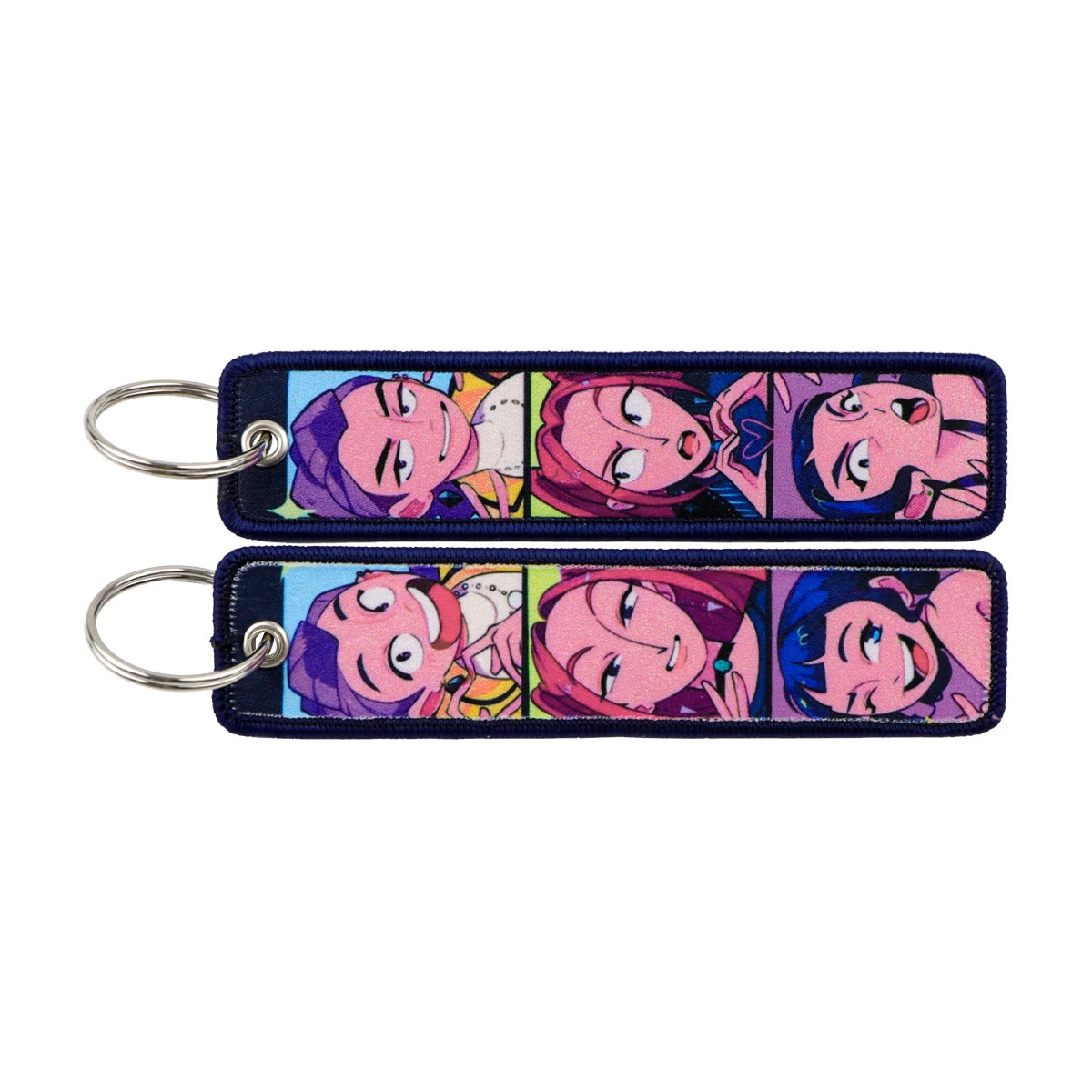 Popular Anime Character Embroidery Keychain Cool Cartoon Key Tag Motorcycles Cars Backpack Chaveiro Fashion Keyring Friend Gifts