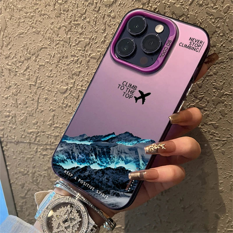 Mountain Peak Aircraft Phone Case for IPhone 18 17 16 14 15 11 12 13 Pro Max 15 16 Plus Air 18promax Shockproof Sunset IMD Cover
