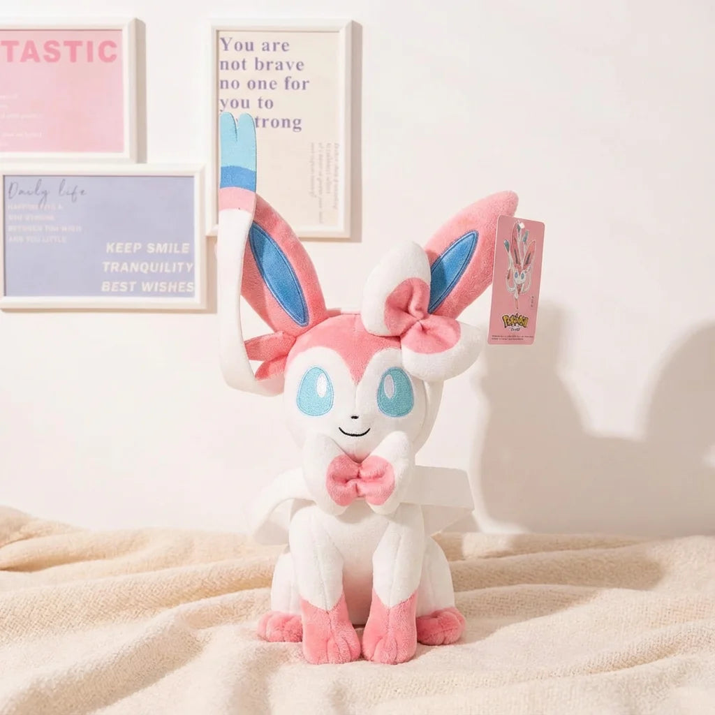 Pokemon Sylveon Plush Anime Cartoon Collectible Figurine Toy Kawaii Eevee Stuffed Doll for Kids and Adults