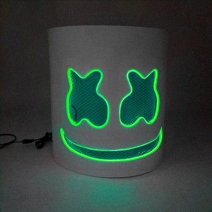 DJ Marshmello Luminous Head Cover LED Light Up Halloween Cosplay Headgear Glowing Helmet for Neon Night Club Music Rave Props