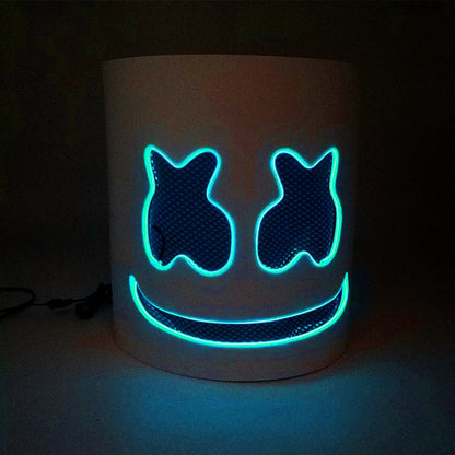 DJ Marshmello Luminous Head Cover LED Light Up Halloween Cosplay Headgear Glowing Helmet for Neon Night Club Music Rave Props