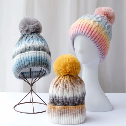 2024 tie dyed fun Ball stripe Wool hats Men's hat Knitted Women Badminton cap y2k skiing cap Halloween Hat Winter Hat Wholesale