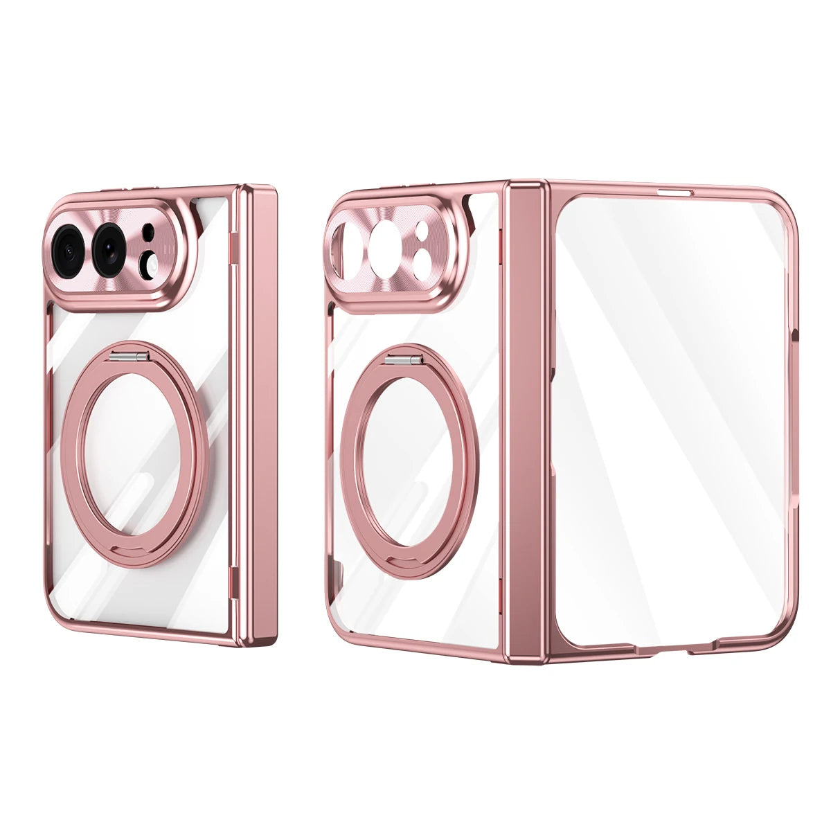 360 Rotating Magnetic Bracket Electroplating‌ Case for iPhone Ultra 18 Fold Wide Hinge Protection‌ Shockproof for Magsafe Cover