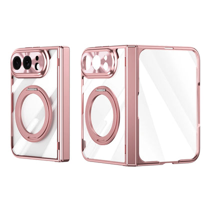 360 Rotating Magnetic Bracket Electroplating‌ Case for iPhone Ultra 18 Fold Wide Hinge Protection‌ Shockproof for Magsafe Cover