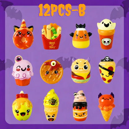 12-72Pcs Halloween Squishies Fidget Halloween Party Favors Stress Relief Non Candy Trick or Treat Spooky Gift Goody Bag Stuffers