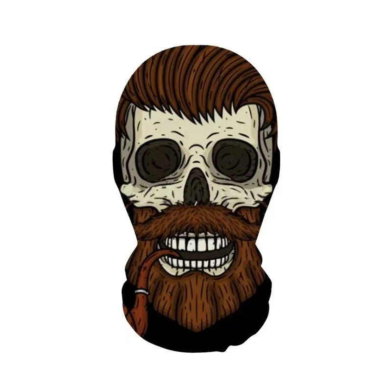 Halloween Skeleton Mask Elastic Mesh Hood Scary Party Cosplay Prop Breathable Face Cover Hood