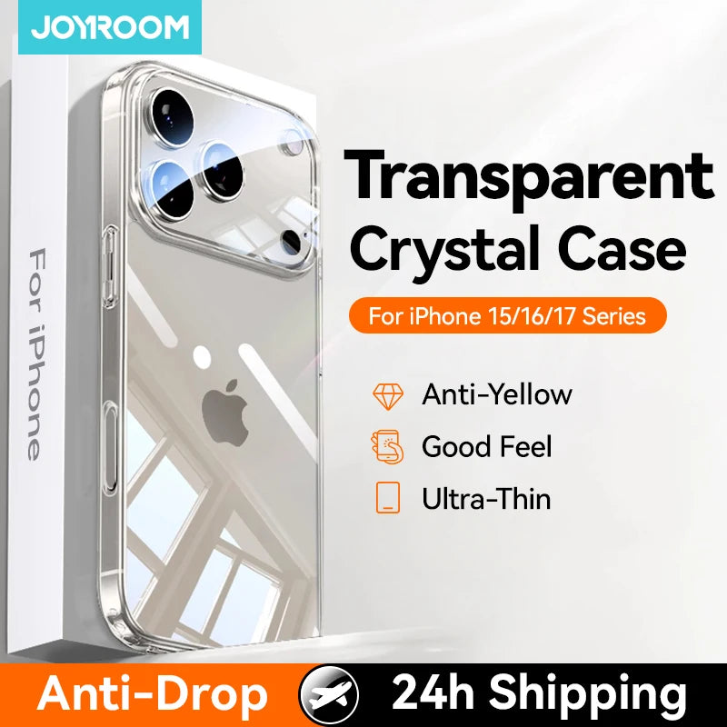 Joyroom Case For iPhone 18 Pro Max Case Crystal Transparent No Yellowing Lens Protection Cover For iPhone 17 16 15 Pro Max Case