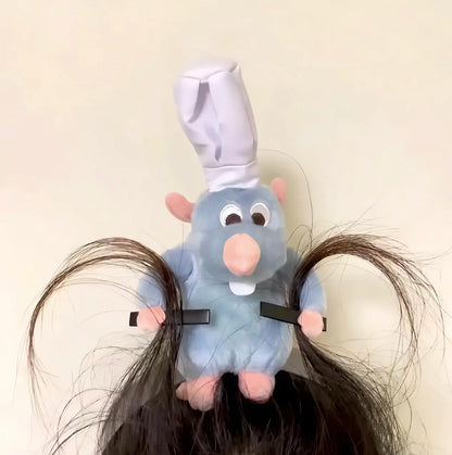 Ratatouille Mouse Head Hairband Capybara Funny Plush Hair Hoop Halloween Decor Capibara Women Hair Band Makeup Headdress Hairpin