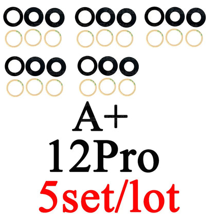 5pcs A+ Back Camera Glass for iPhone 15 Pro Max 14 13 Mini 12 11 XS Rear Camera Glass Lens Cover Holder Parts