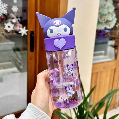 500ML Sanrio Hello Kitty Kuromi Clear Cup Anime Melody Cinnamoroll Outdoor Camping Travel Kawaii Water Mugs Friend Birthday Gift