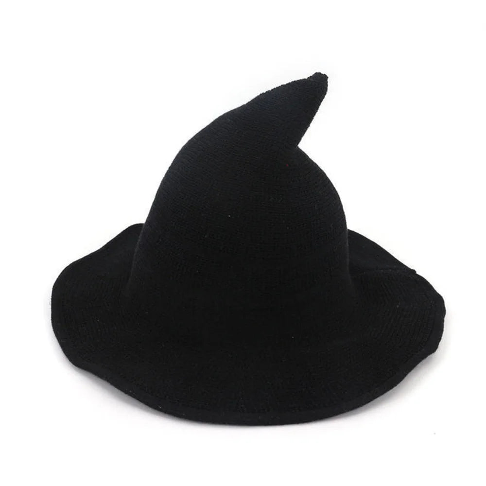 Halloween Witch Hat Long Point Hat Knitted Cap for Women Halloween Party Hat Magical Hat Festival Party Cosplay Decoration