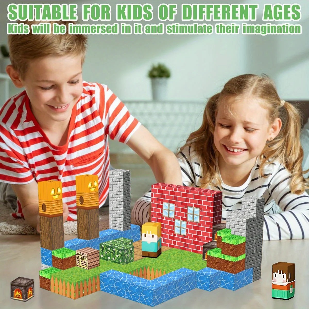Magnetic Building Blocks Mine World Cube Magnet Set for Kid Age 3+ DIY Model Children Exercise thinking and Creativity Gift Doll