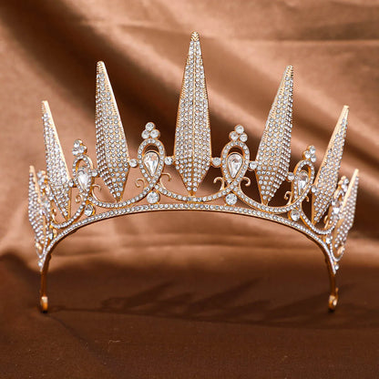 Baroque Black Silver Color Crystal Rhinestone Tiaras And Crowns For Women Bride Halloween Party Hair Accessories