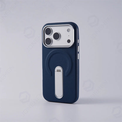 Magnetic Retro Leather Stand Holder Case For IPhone 17 16 15 14 13 18 Pro Max Wireless Charge Shockproof Armor Cover For Magsafe