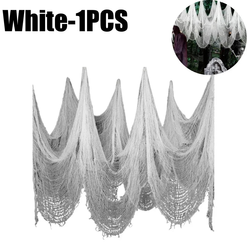 Spooky Halloween Fabric Decor -  Terror Gauze for Outdoor Scenes, Haunted Porch & Window Dressings