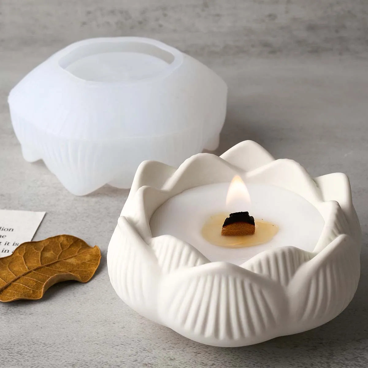 Lotus Candlestick Silicone Mold DIY Handmade Storage Box Plaster Concrete Resin Candle Holder Craft Casting Molds Home Decor