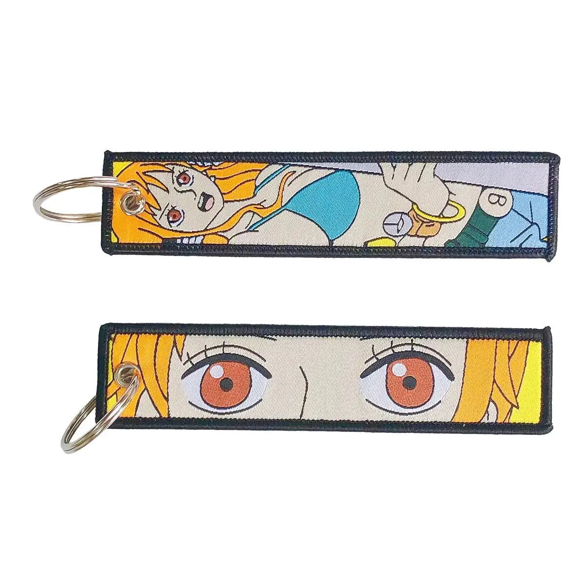One Piece Anime Key Chains with Cute Jet Manga Embroidery Fashion Key Tag for Jewelry Accessory Key Ring Holder Gift Anime Fans