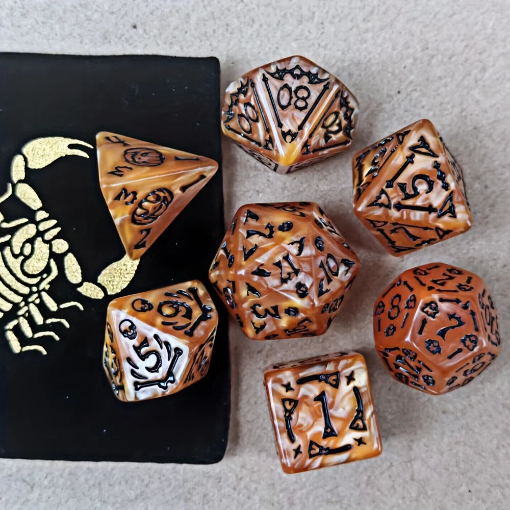 DND Dice Set -7pc Halloween Polyhedral Dice with Dice Bag for D&D RPG MTG Role Playing Table Party Games & DM & Dice Goblin