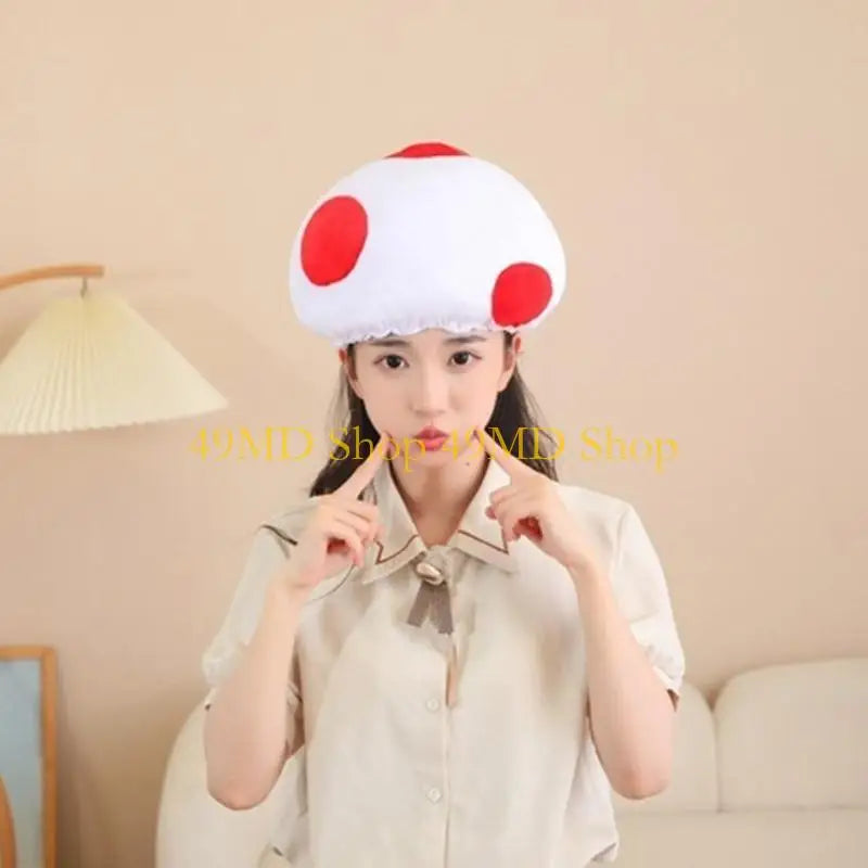 49MD Mushroom Hat for Halloween Costume Hat Festival Party Gathering Headgear Seasonal Party Photoshoots Hat Accessories