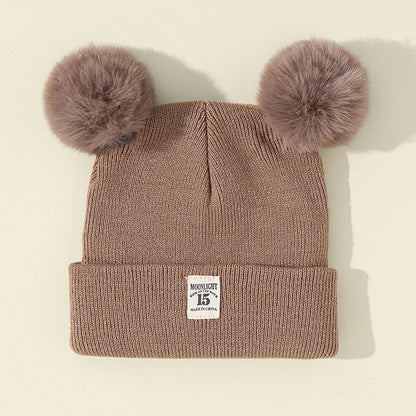 Autumn Winter Baby Warm Knitted Hats With Pom Kids Knit Beanie Hat Solid Color Children Hat For Boys Girls Accessories
