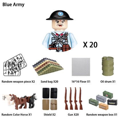 40/set World War II military building blocks National army soldier Character weapon assembly building block Children's toy gifts