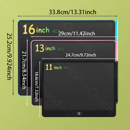 8/11/13/16 Inch LCD Drawing tablet Writing Board Kids Doodle Painting Handwriting Pad Toy for 3 4 5 6 7 8 Years Girls Boys Gifts