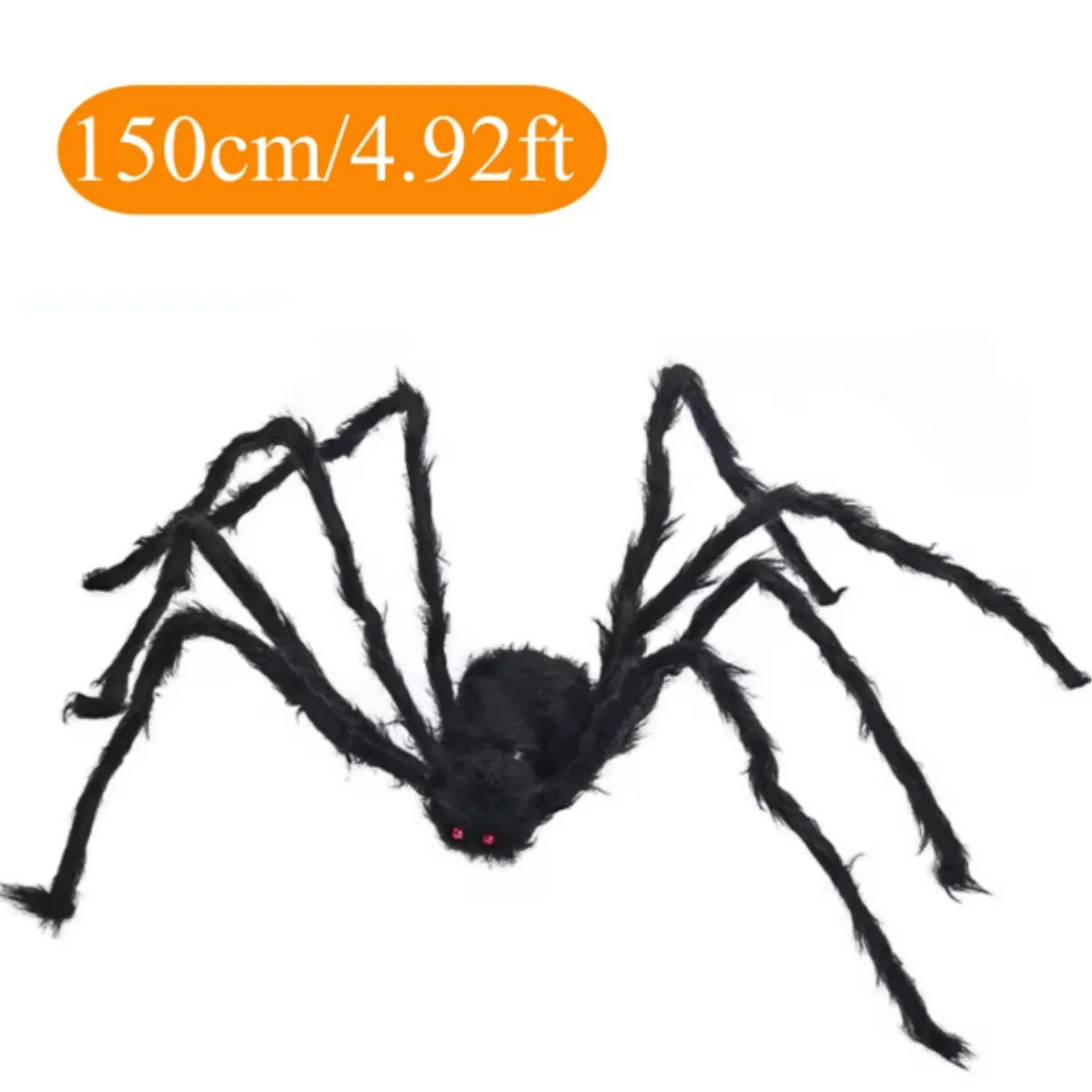 Halloween Plush Spider, 30-200cm Outdoor Giant Spider Decor Chamber Prank Black Spider, Horror Halloween Decoration Party Prop