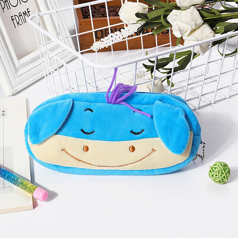1 PCS 20CM Kawaii Cartoon Animals Plush Pouch Pencil Case Bag Key Chain Coin Purse Wallet Case Pouch Bag School Supplies Gift