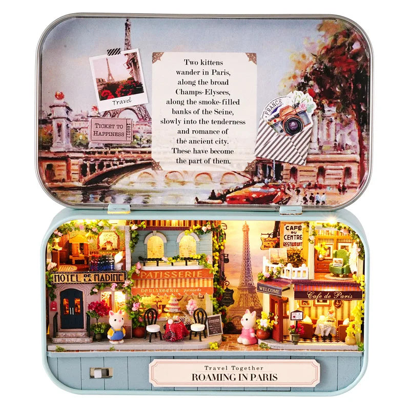 DIY Wood DollHouses Handmade Funny Box Theatre Miniature Box Cute Doll Houses Assemble Kits Gift Wooden Toys For Girls