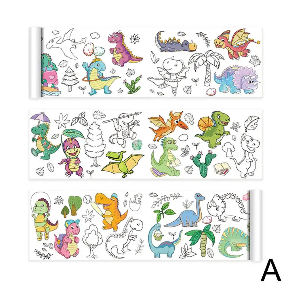 Children's Drawing Roll Sticky Color Filling Paper Graffiti Scroll Coloring Paper Roll For Kids DIY Painting Educational Toys