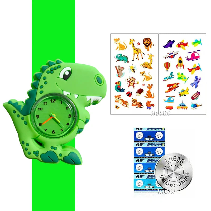 Boys Girls Watches Baby Kindergarten Party Gift Children Study Time Toy Wristwatches Slap Bracelet Clock Cartoon Kids Watches 22