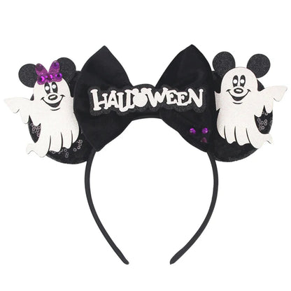 2026Latest Mickey Minnie Ear Headband Sequin Bows For Girl Adult Kids Halloween Party Cosplay Hair Accessories Princess Hairband