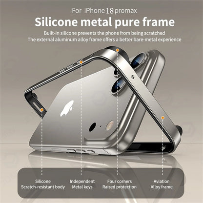 Light Hybrid Silicone Frame Aluminum Metal Case For iPhone 18 17 16 15 14 13 Pro Max Air Better Heat Bumper Alloy Accessories